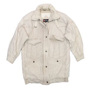 Vintage Andy Johns Jacket Women Small Beige Denim Barn Insulated Winter Ski Snow